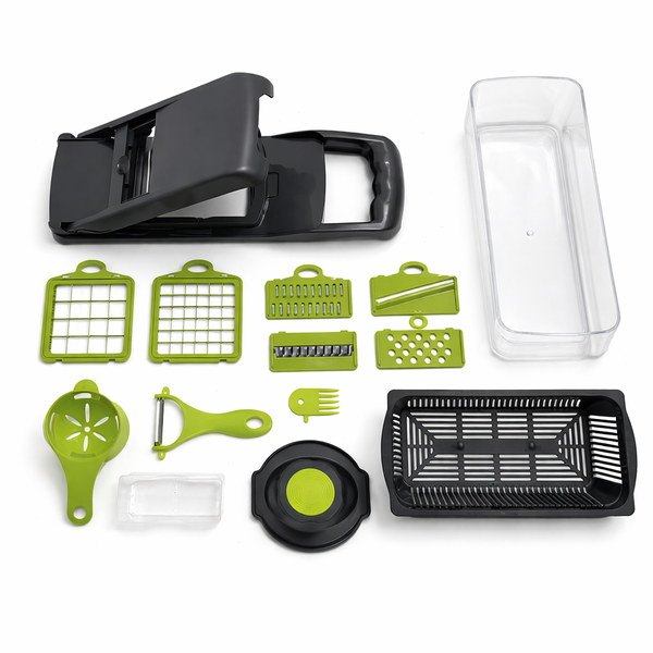 16-in-1 Vegetable Chopper – Fast Prep Set with Stainless Steel Blades