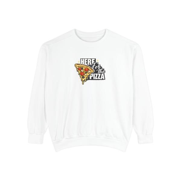 Pizza Lover Sweatshirt — "Here for the Pizza" Graphic Crewneck